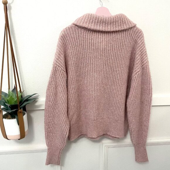Varley Peverel Button Placket Knit Sweater Woodrose Pink Size L - Picture 8 of 12